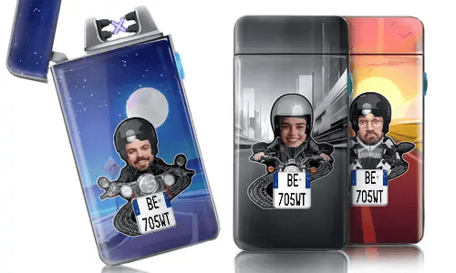 Personlig lighter med motorcyklist